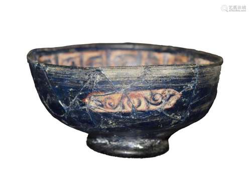 ISLAMIC ENAMEL GLASS BOWL PROBABLY MAMLUK 13TH/14TH CENTURY