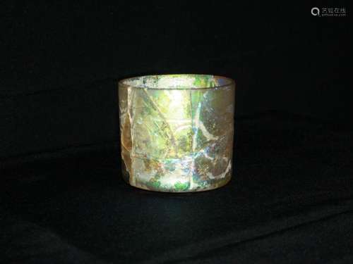 ISLAMIC WHEEL CUT GLASS BEAKER CUP 10TH CENTURY