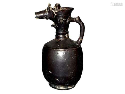 12th Century Islamic Black Ceramic Ewer