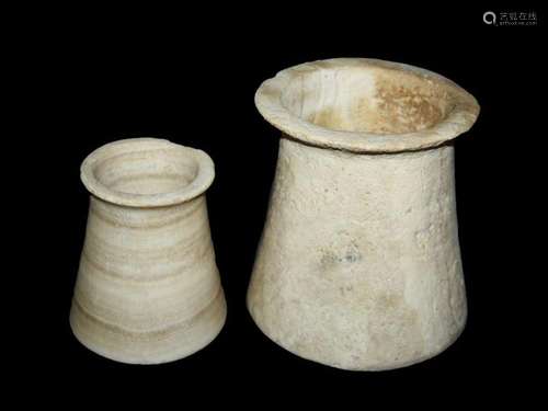 PAIR OF BACTRIAN ALABASTER JARS