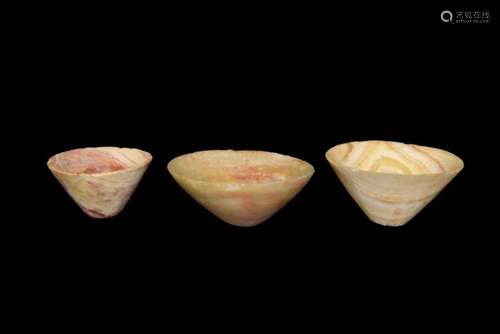 THREE BACTRIAN ALABASTER BOWLS