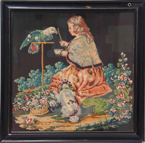 19th century framed embroidery