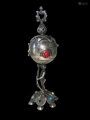 19TH CENTURY RUSSIAN SILVER SPICE TOWER WITH CROWN INSIGNIA ...