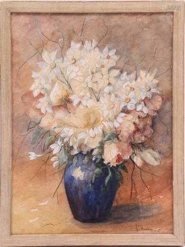 Geesje Mesdag van Calcar Flower still life, watercolor