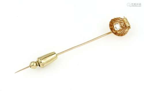 18 kt gold pin with diamond, YG 750/000