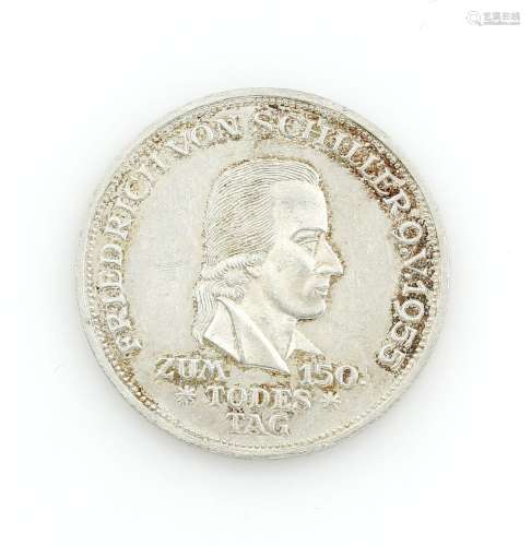 silver coin 5 Mark, Friedrich von Schiller