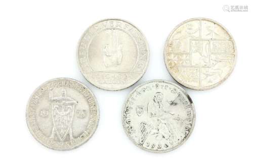 Lot 4 silver coins, Germany