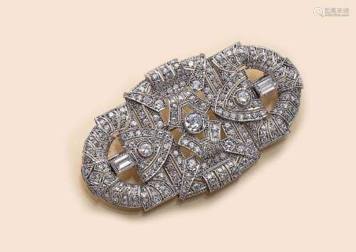 Art-Deco brooch with diamonds