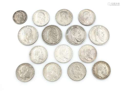 Lot 15 silver coins, Germany