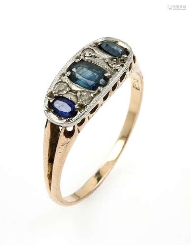 14 kt gold Art-Deco-ring with sapphires and diamonds