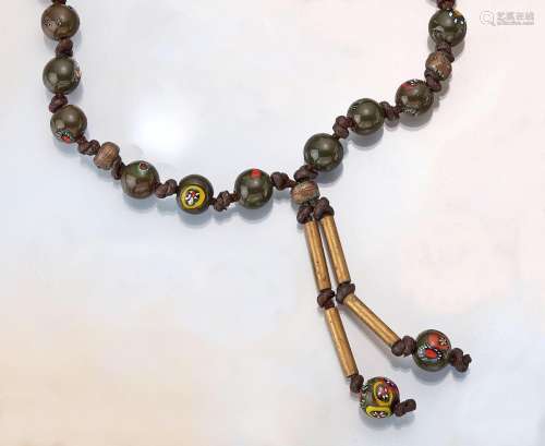 chain with Muranoglass spheres, Italy 1950s, metal gold