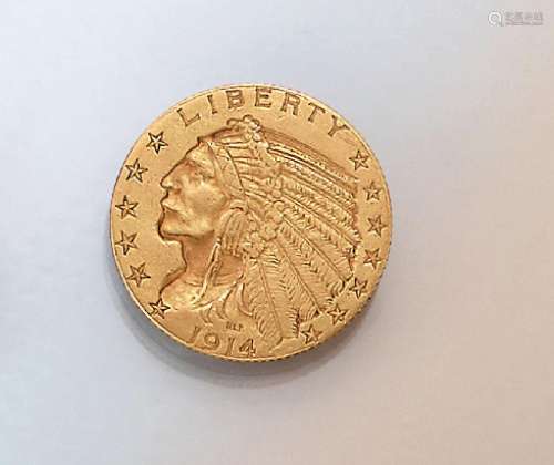 Gold coin, 5 Dollars, USA, 1914