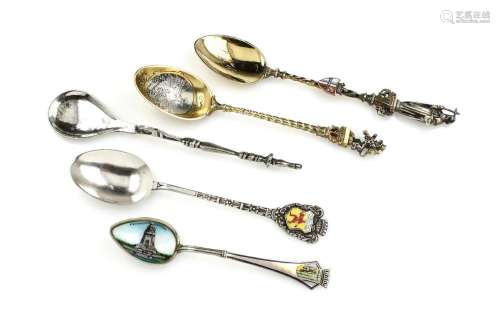Lot 5 collectors spoons, german