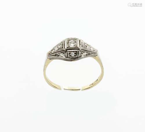 14 kt gold Art-Deco ring with diamonds