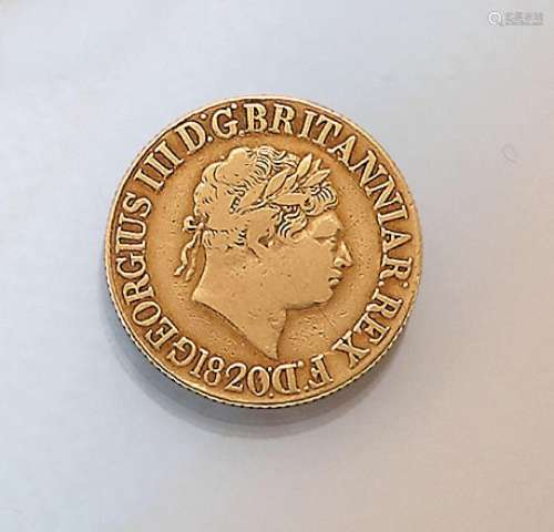 Gold coin, Sovereign, Great Britain, 1820