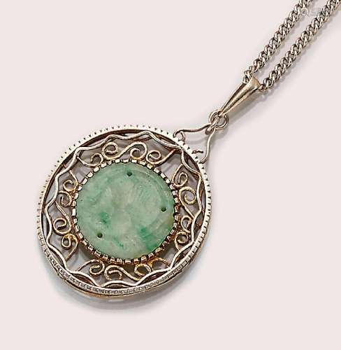 Pendant with jade, silver gilt