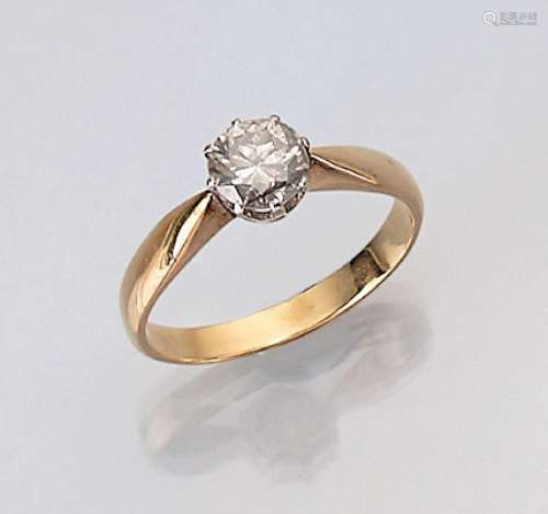 14 kt gold Art Nouveau ring with diamond