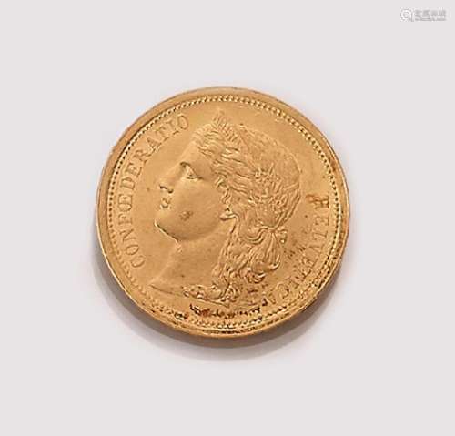 Gold coin, 20 Swiss Francs, Switzerland, 1886