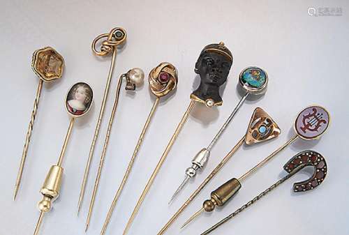 Lot 10 tie pins, german and Italy 1890/1910