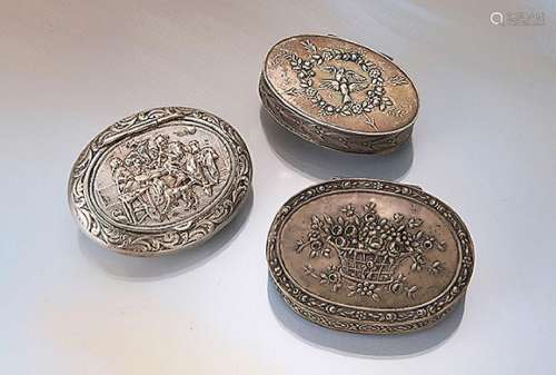 Lot 3 silver boxes, german approx. 1870/1900