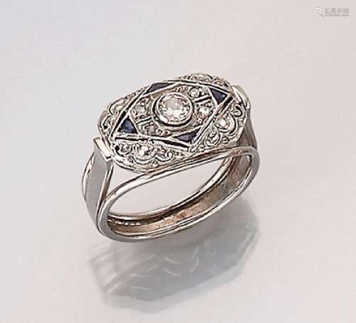 Art-Deco ring with diamonds