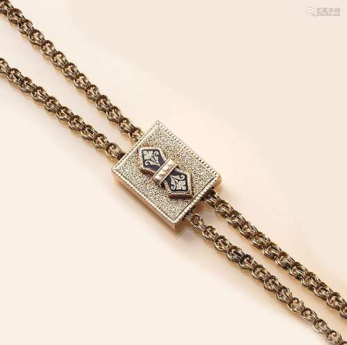 14 kt gold watch chain with slide