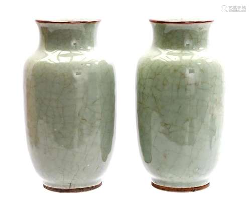 2 Celadon porcelain vases