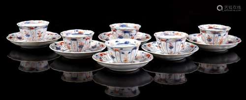 6 Imari cups and saucers