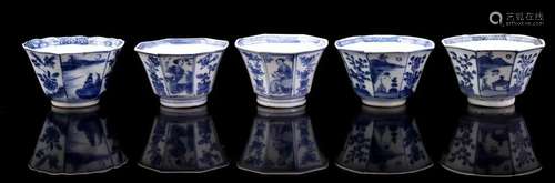 5 porcelain octagonal cups