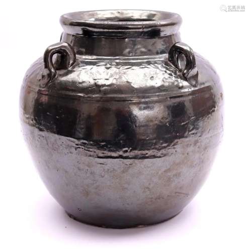 Glazed earthenware storage jar