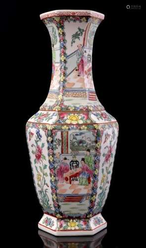 6-sided porcelain vase