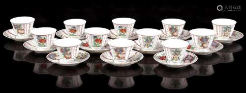 12 Kutani eggshell porcelain cups and saucers