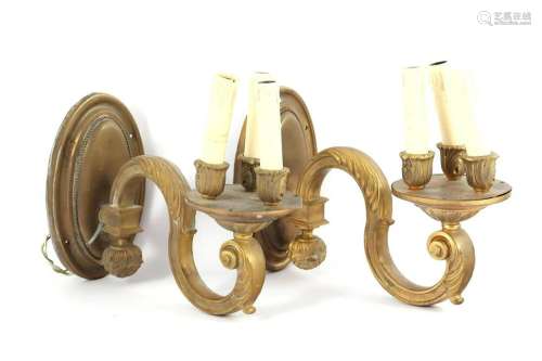 2 classic brass 3-light wall chandeliers