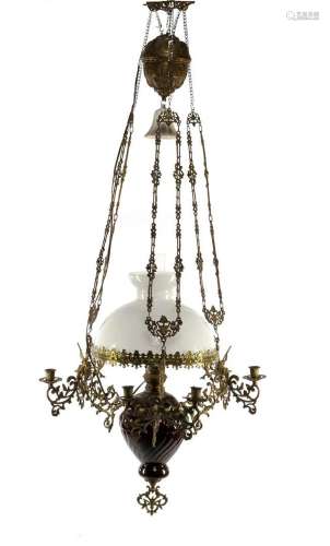 Brass hanging oil lamp