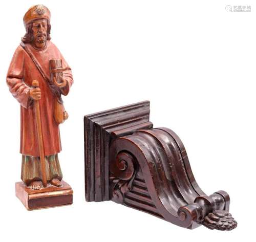 Wooden polychrome colored statue