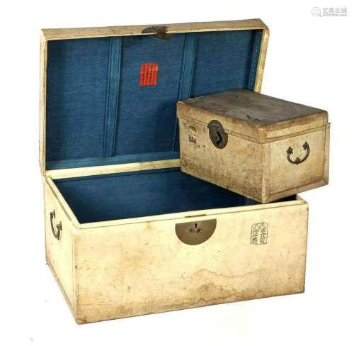 2 Chinese wooden chests