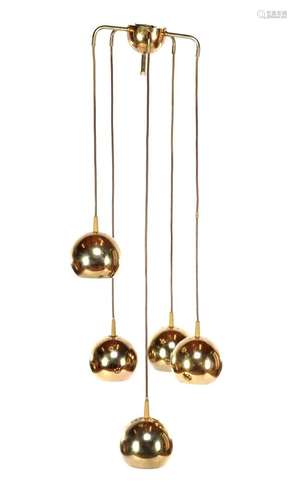 Brass 5-light hanging lamp