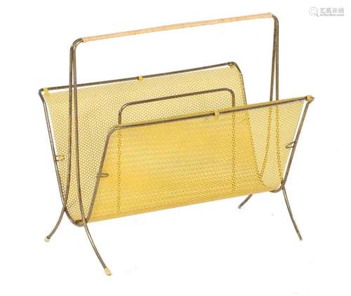 Yellow metal magazine rack