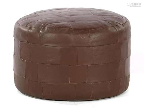 Brown leather pouf