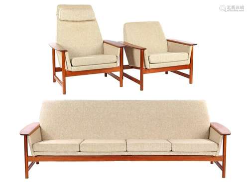 Teak 3+1+1 sofa