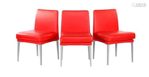 3 red leather Segis Italy chairs