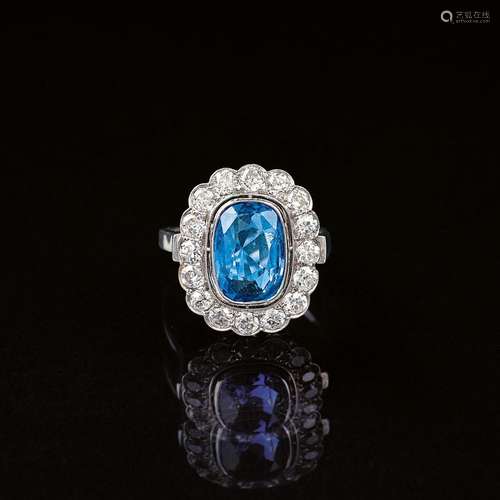 A Diamond Ring with Natural Sapphire.