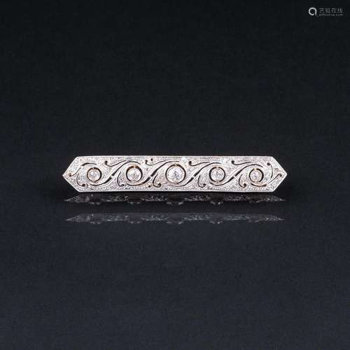 An Art Nouveau Diamond Brooch.