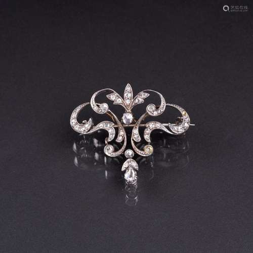 A petite Art Nouveau Diamond Brooch.