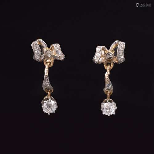 A Pair of Antique Diamond Pendants.