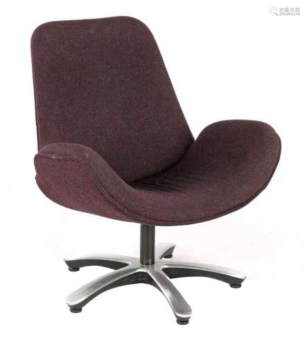 Purple upholstered swivel armchair
