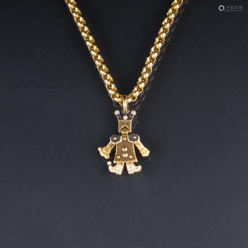 A Gold Necklace with Diamond Pendant 'Jumping Jack'...