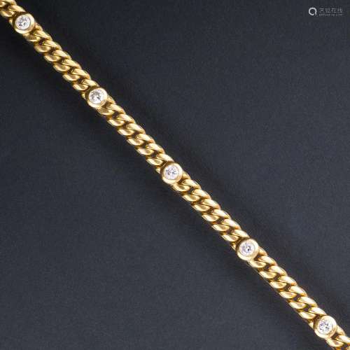 A Curb Chain Bracelet with Diamonds.