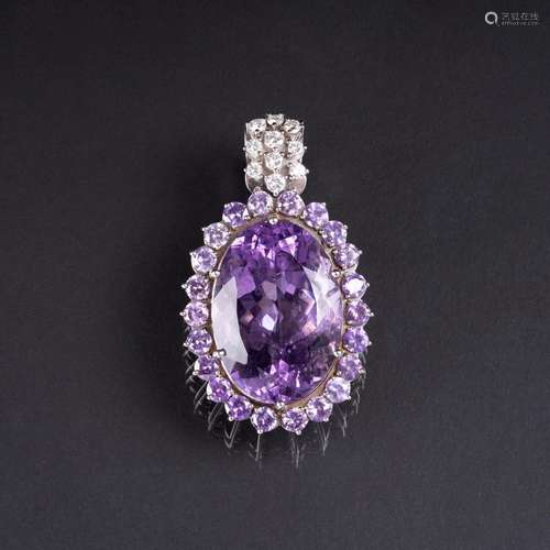 A splendid Amethyst Diamond Pendant.