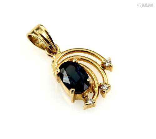 18 kt gold pendant with sapphire and brilliants